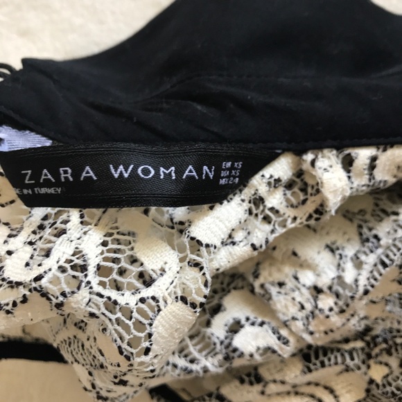 ZARA WOMAN | black & white lace collared blouse XS - Picture 5 of 7